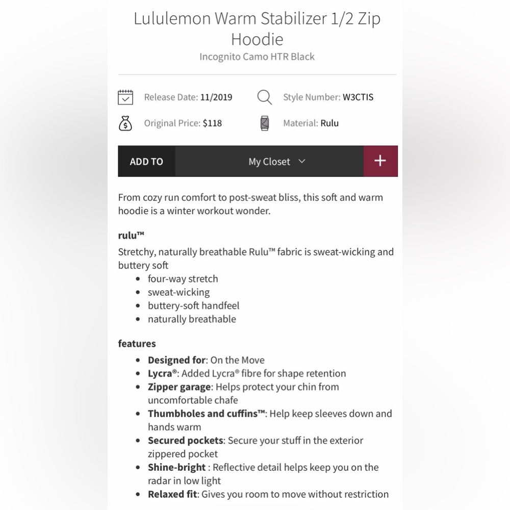 Lululemon warm stabilizer 1/2 zip hoodie rulu - Picture 2 of 10